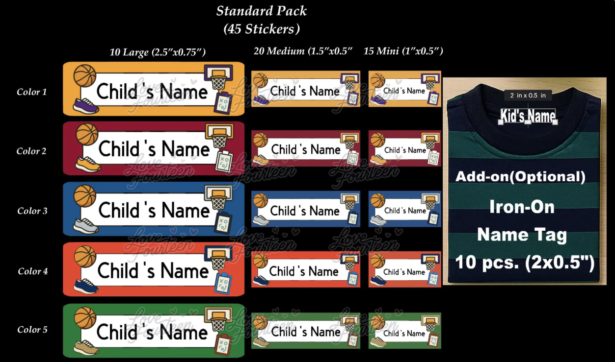 Basketball Name Labels