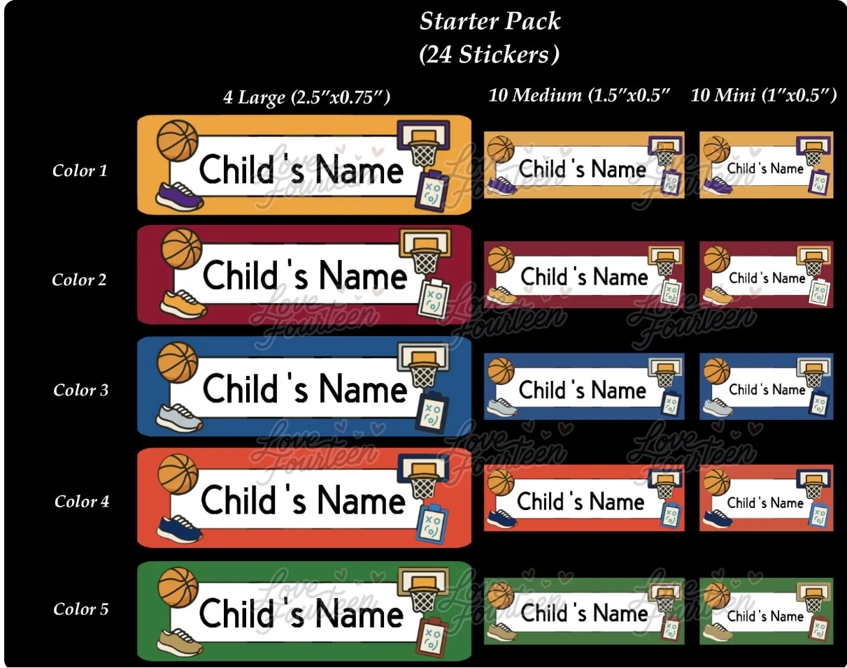 Basketball Name Labels