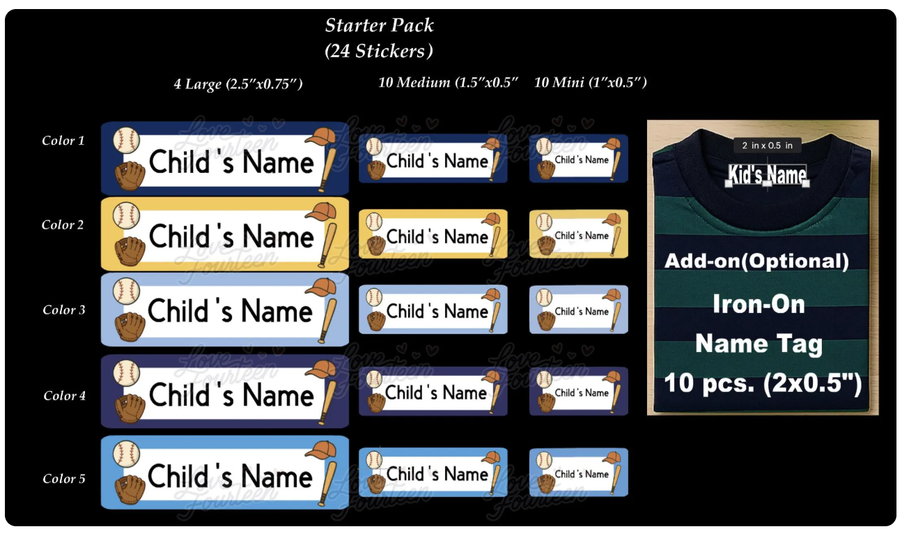 Baseball Name Labels