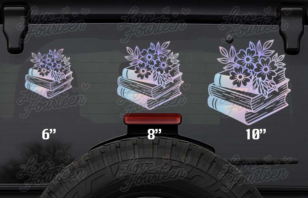 Floral Book Stack Vinyl Decal