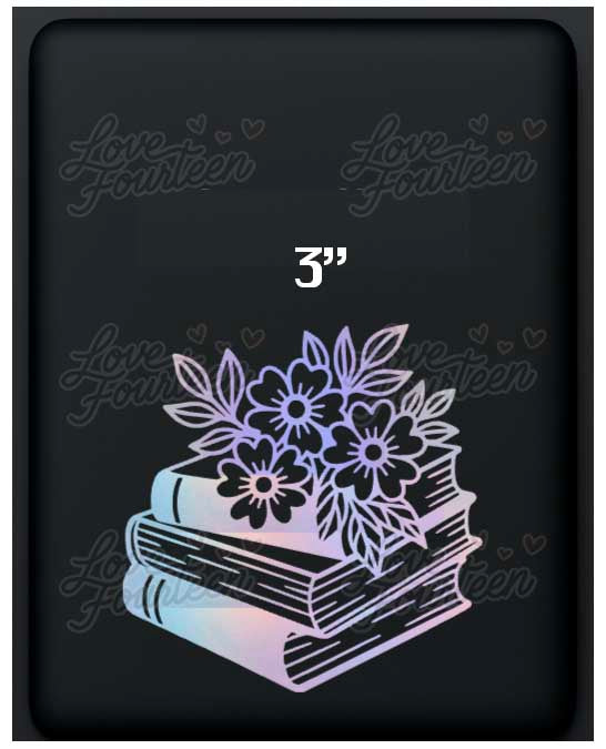 Floral Book Stack Vinyl Decal
