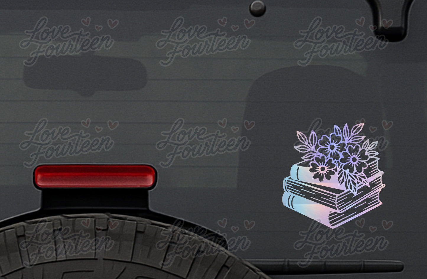 Floral Book Stack Vinyl Decal