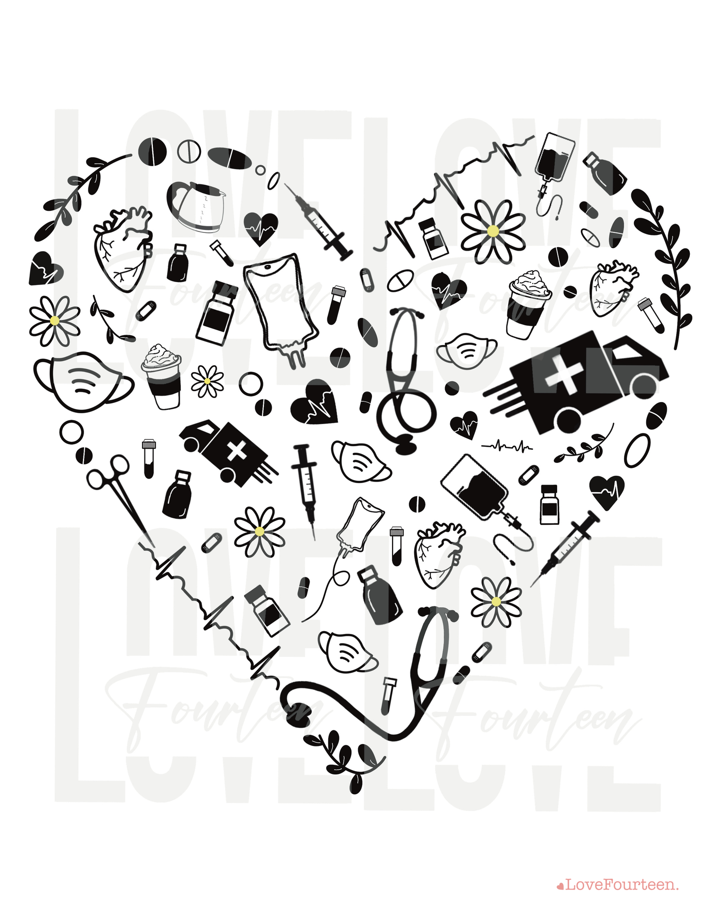 Heart Doodle Tote Bag for Healthcare Professionals