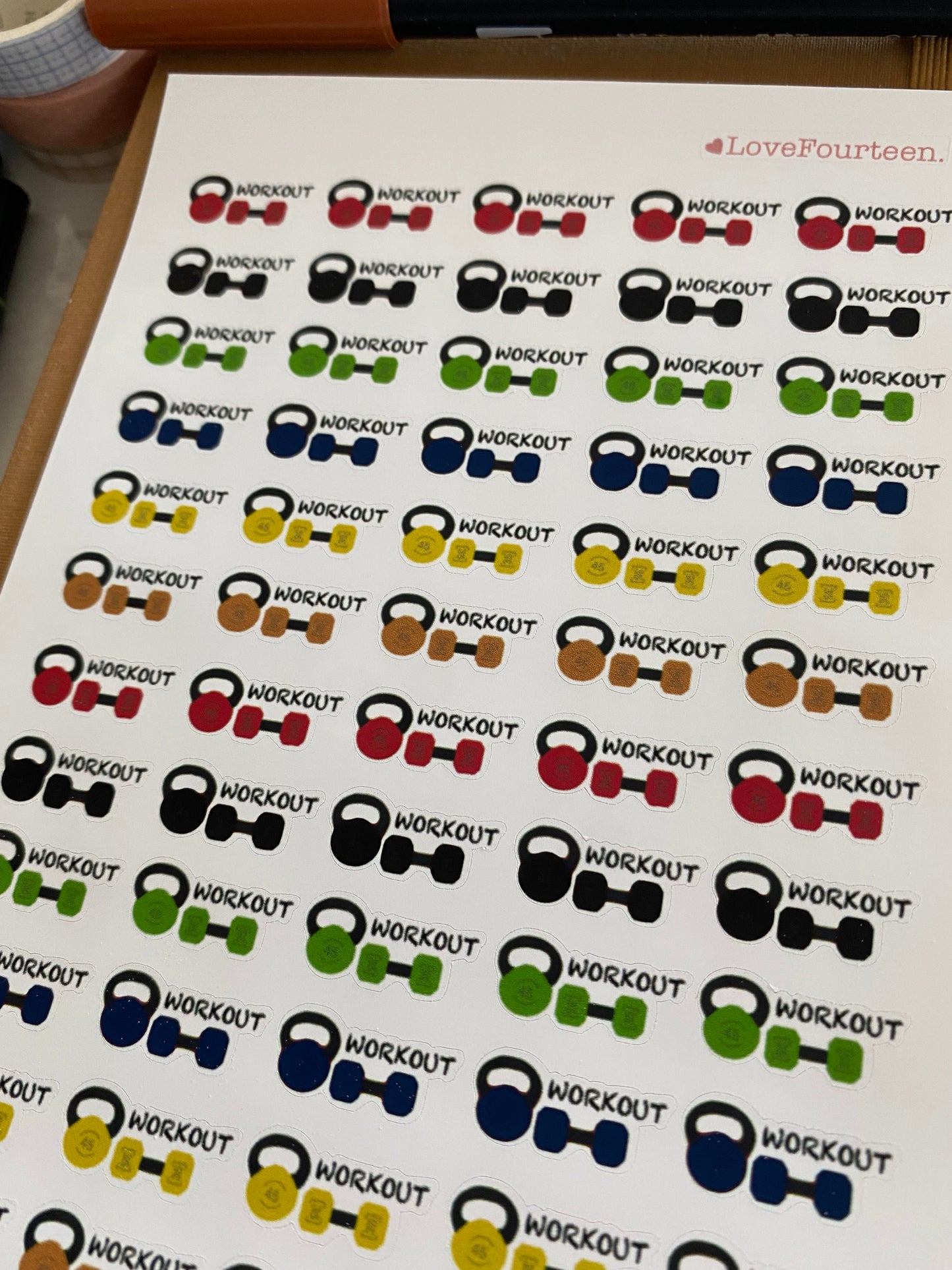 Workout Dumbbell & Kettlebell - Waterproof Journal Sticker