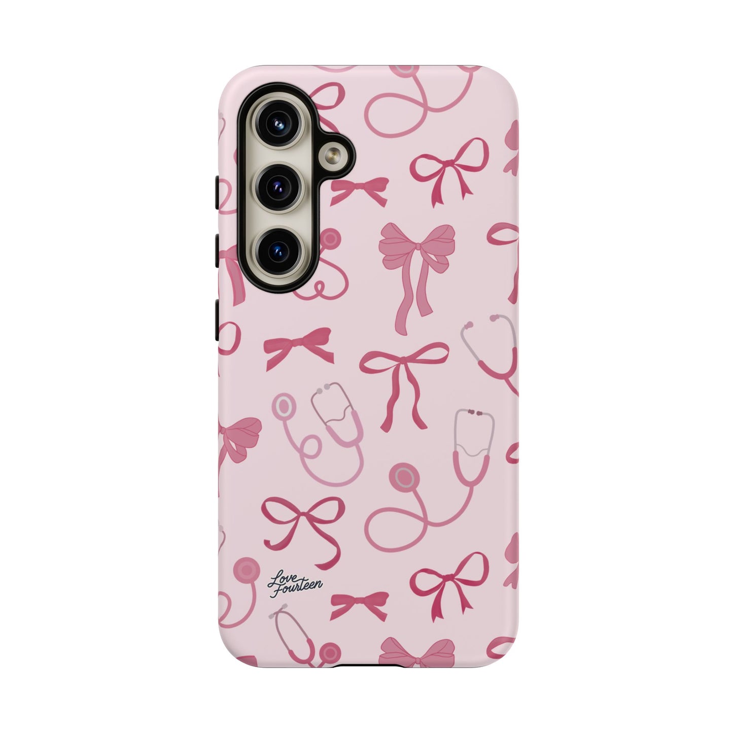 Pink Bow & Stethoscope Samsung Galaxy Phone Case - (Free U.S. Shipping)