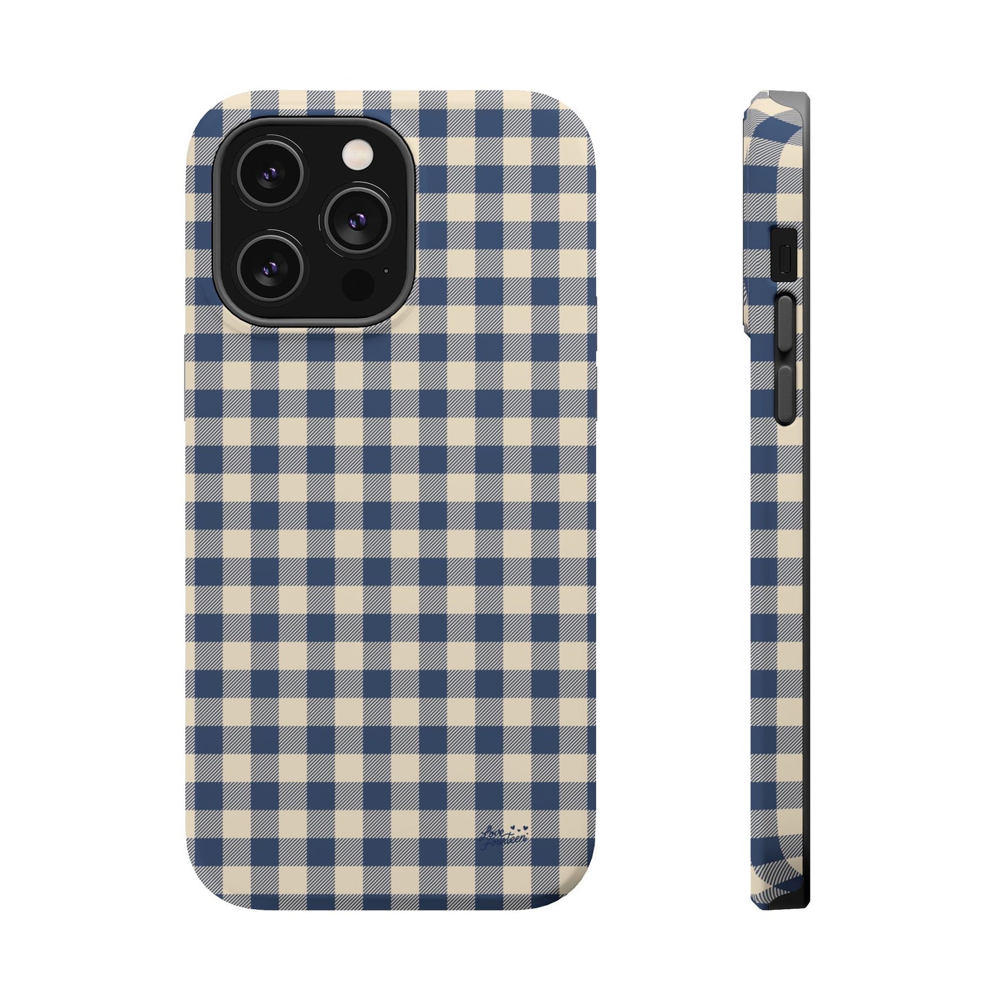 Navy Gingham iPhone Case - Magnetic Tough Case