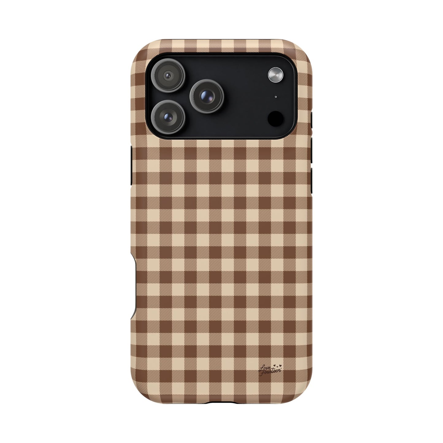Mocha Gingham iPhone Case - Magnetic Tough Case