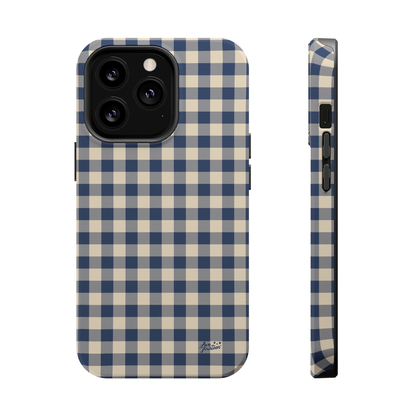 Navy Gingham iPhone Case - Magnetic Tough Case