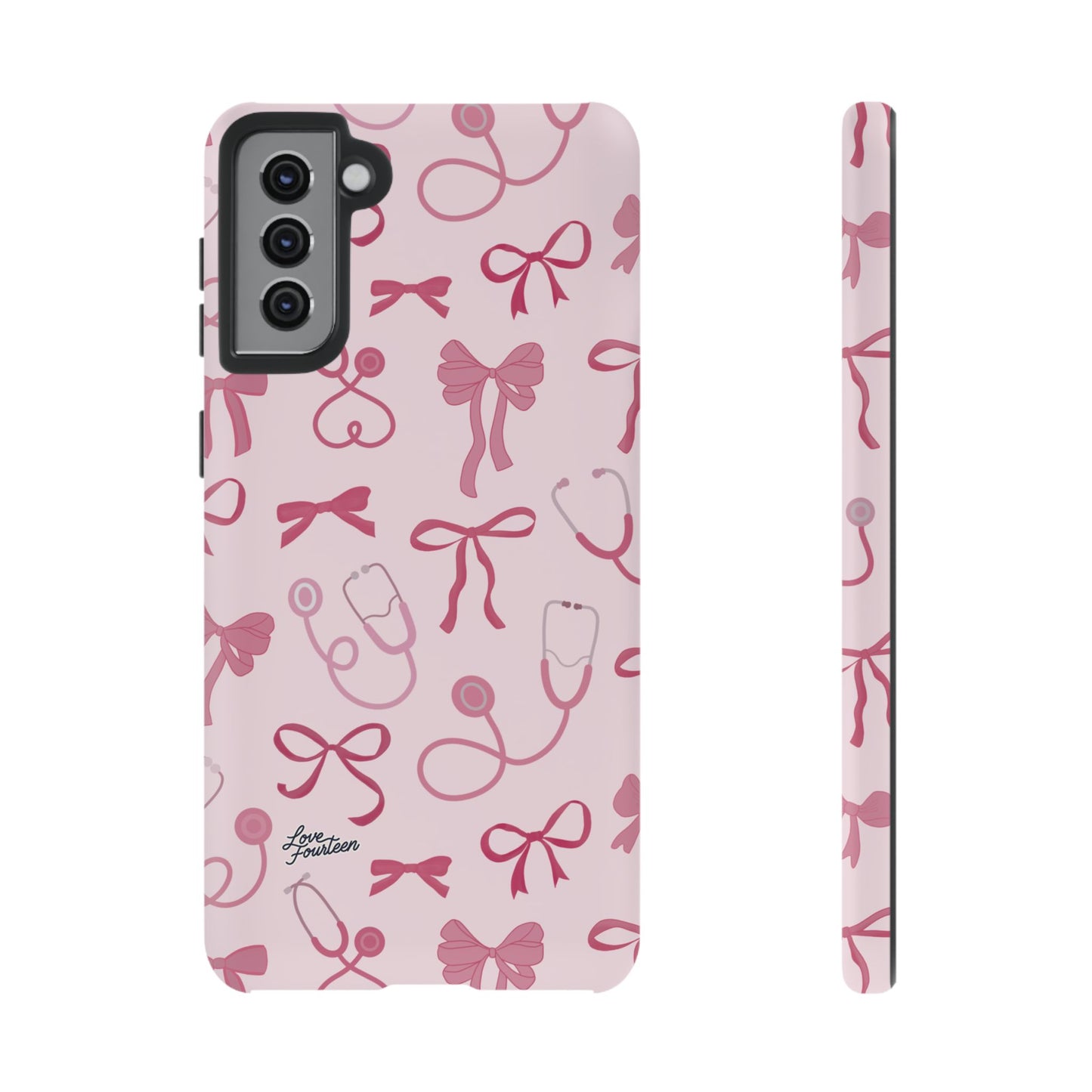 Pink Bow & Stethoscope Samsung Galaxy Phone Case - (Free U.S. Shipping)