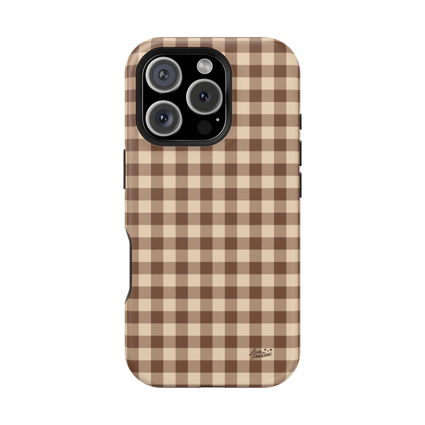 Mocha Gingham iPhone Case - Magnetic Tough Case