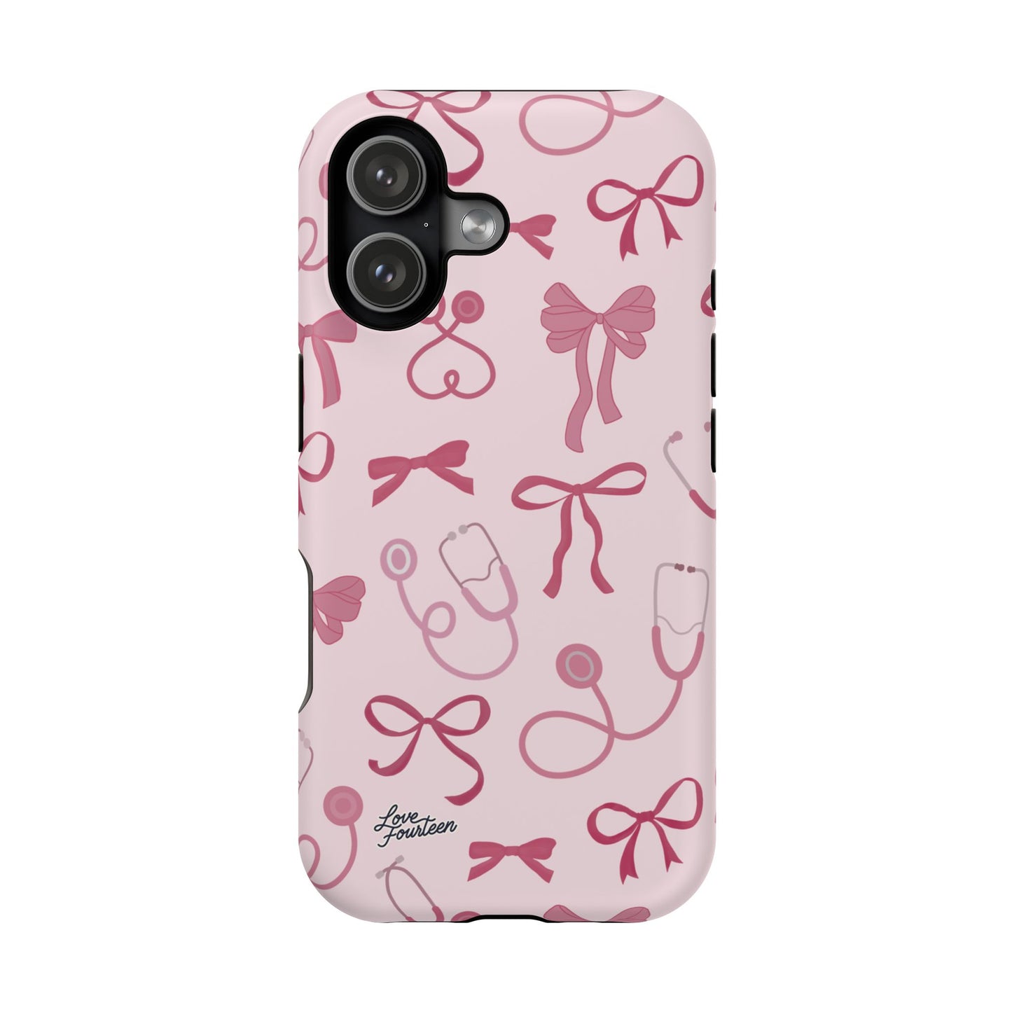 Pink Bow & Stethoscope iPhone Case - Magnetic Tough Case (Free U.S. Shipping)