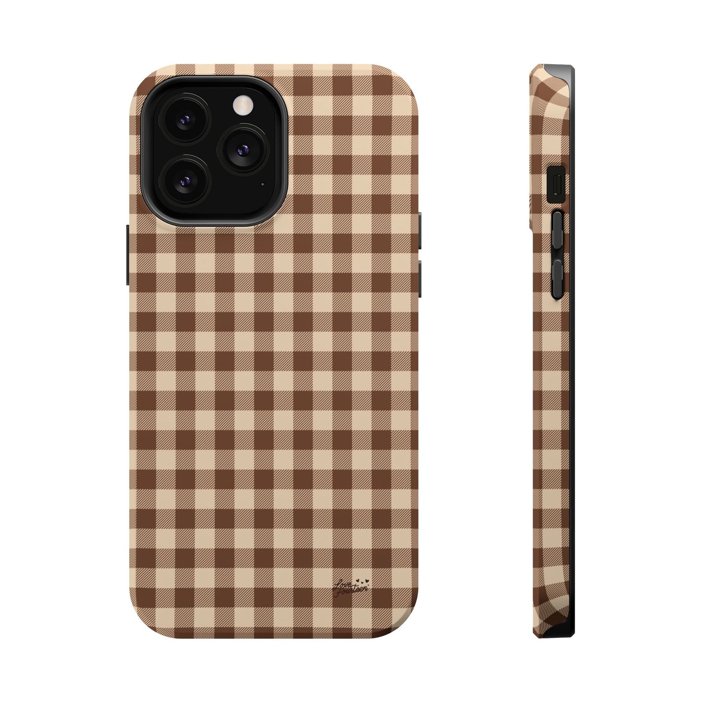 Mocha Gingham iPhone Case - Magnetic Tough Case