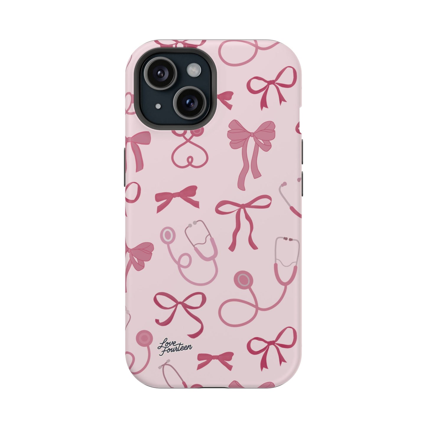 Pink Bow & Stethoscope iPhone Case - Magnetic Tough Case (Free U.S. Shipping)