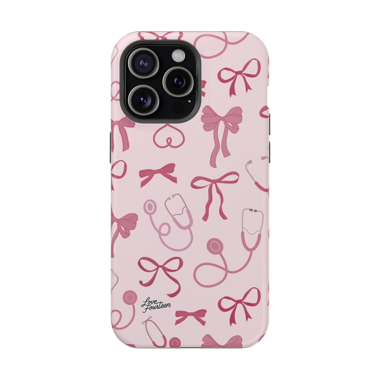 Pink Bow & Stethoscope iPhone Case - Magnetic Tough Case (Free U.S. Shipping)