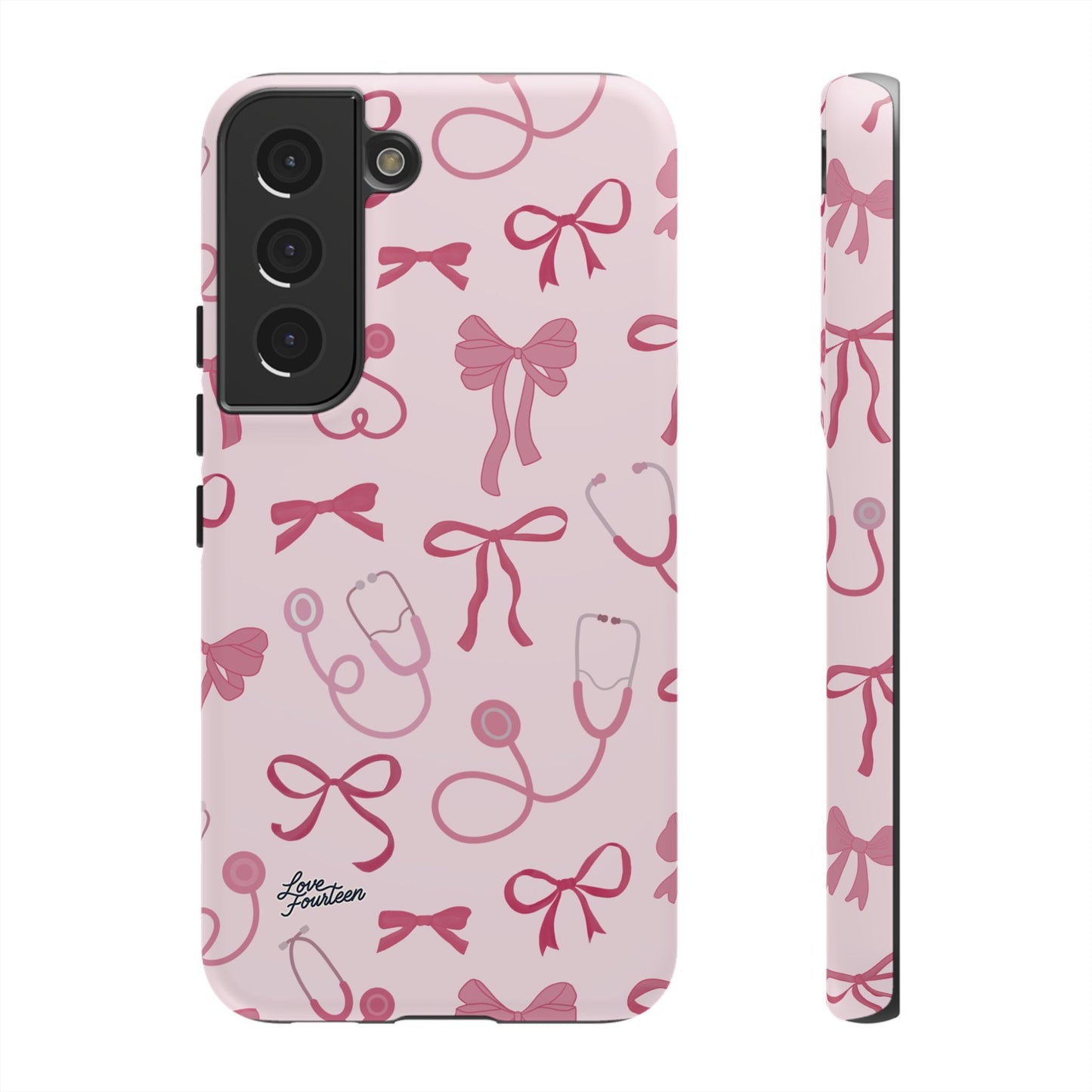 Pink Bow & Stethoscope Samsung Galaxy Phone Case - (Free U.S. Shipping)