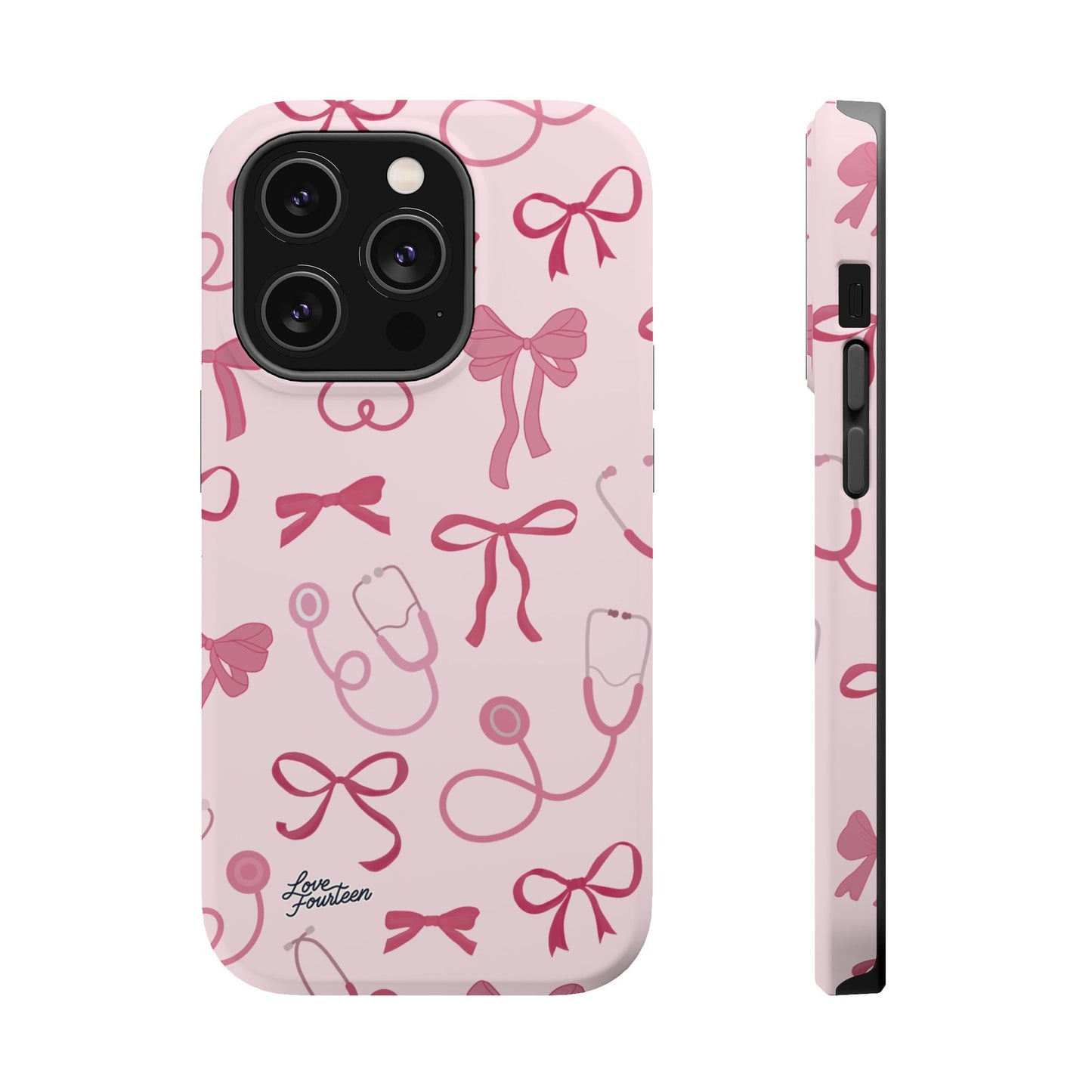 Pink Bow & Stethoscope iPhone Case - Magnetic Tough Case (Free U.S. Shipping)