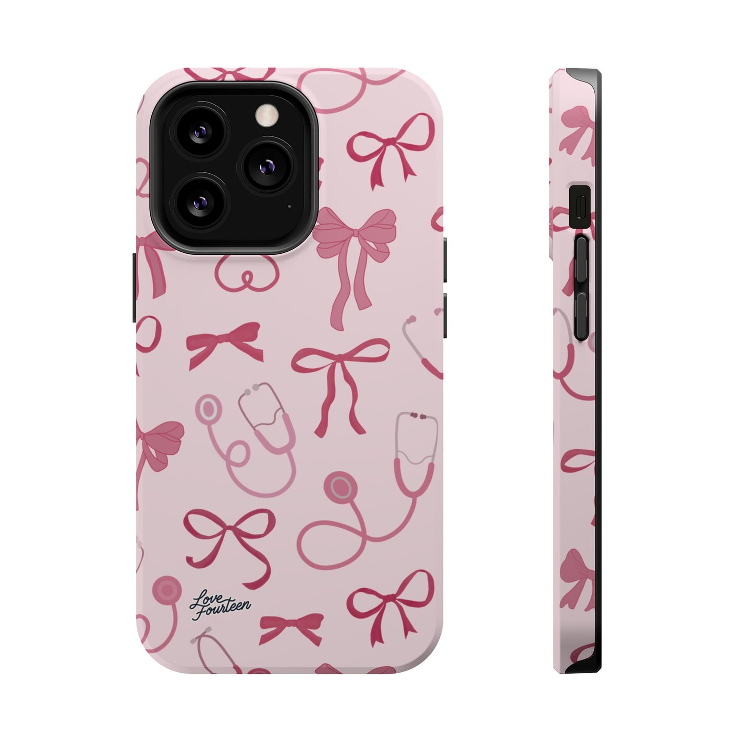 Pink Bow & Stethoscope iPhone Case - Magnetic Tough Case (Free U.S. Shipping)