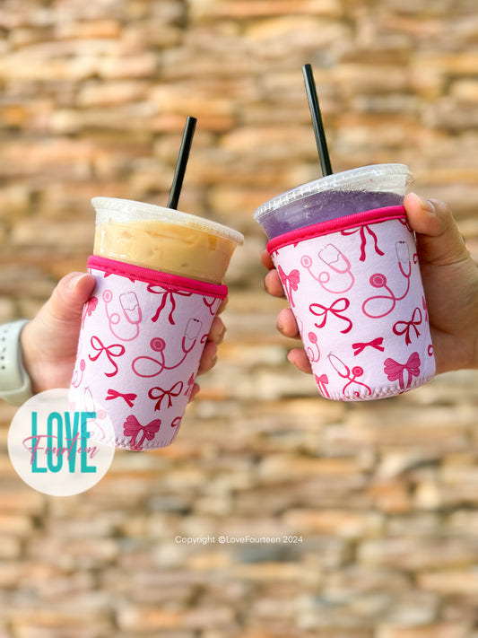 Drink Sleeve (Pink Bow & Stethoscope)