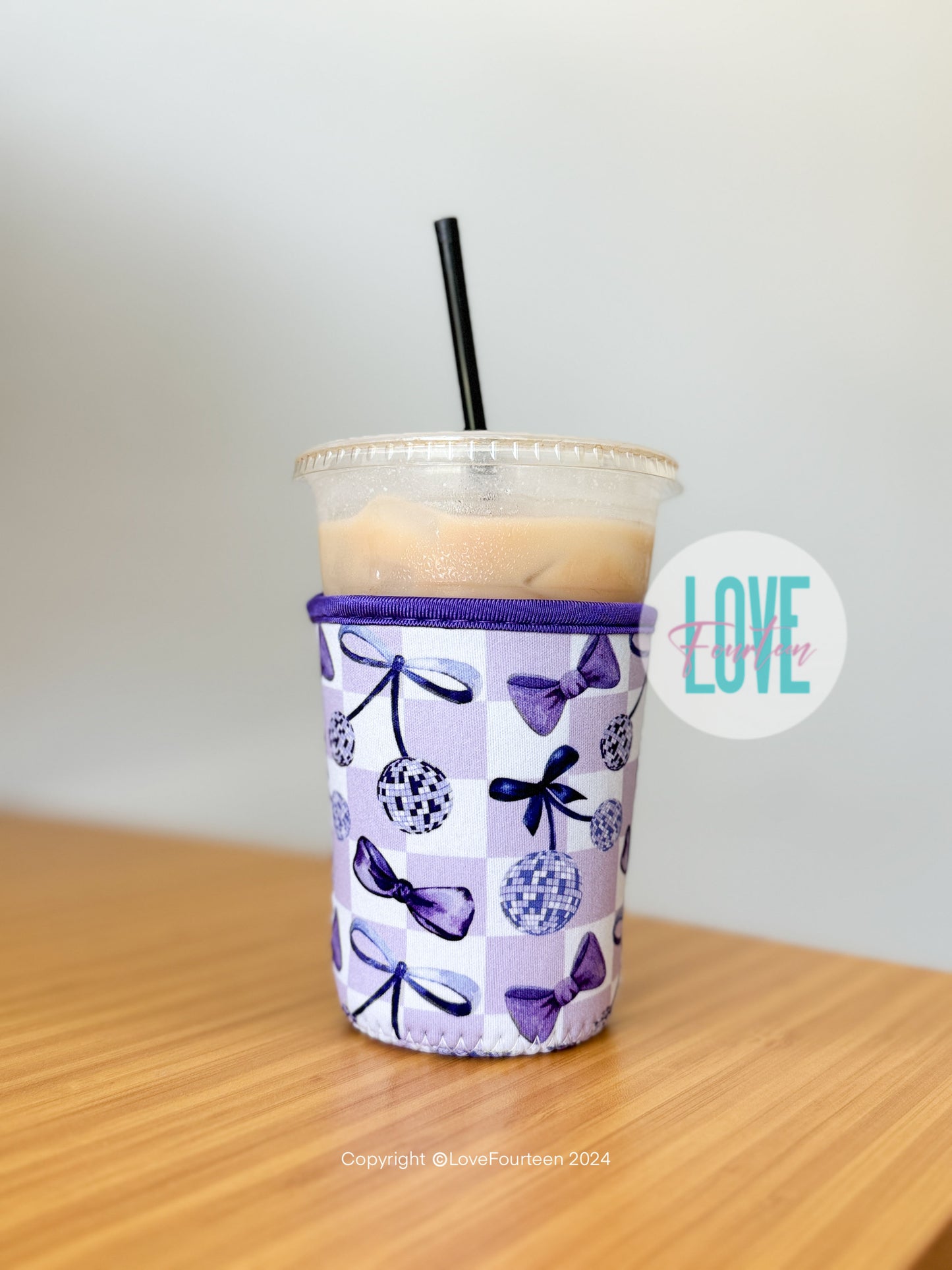 Drink Sleeve (Purple Disco Bows)