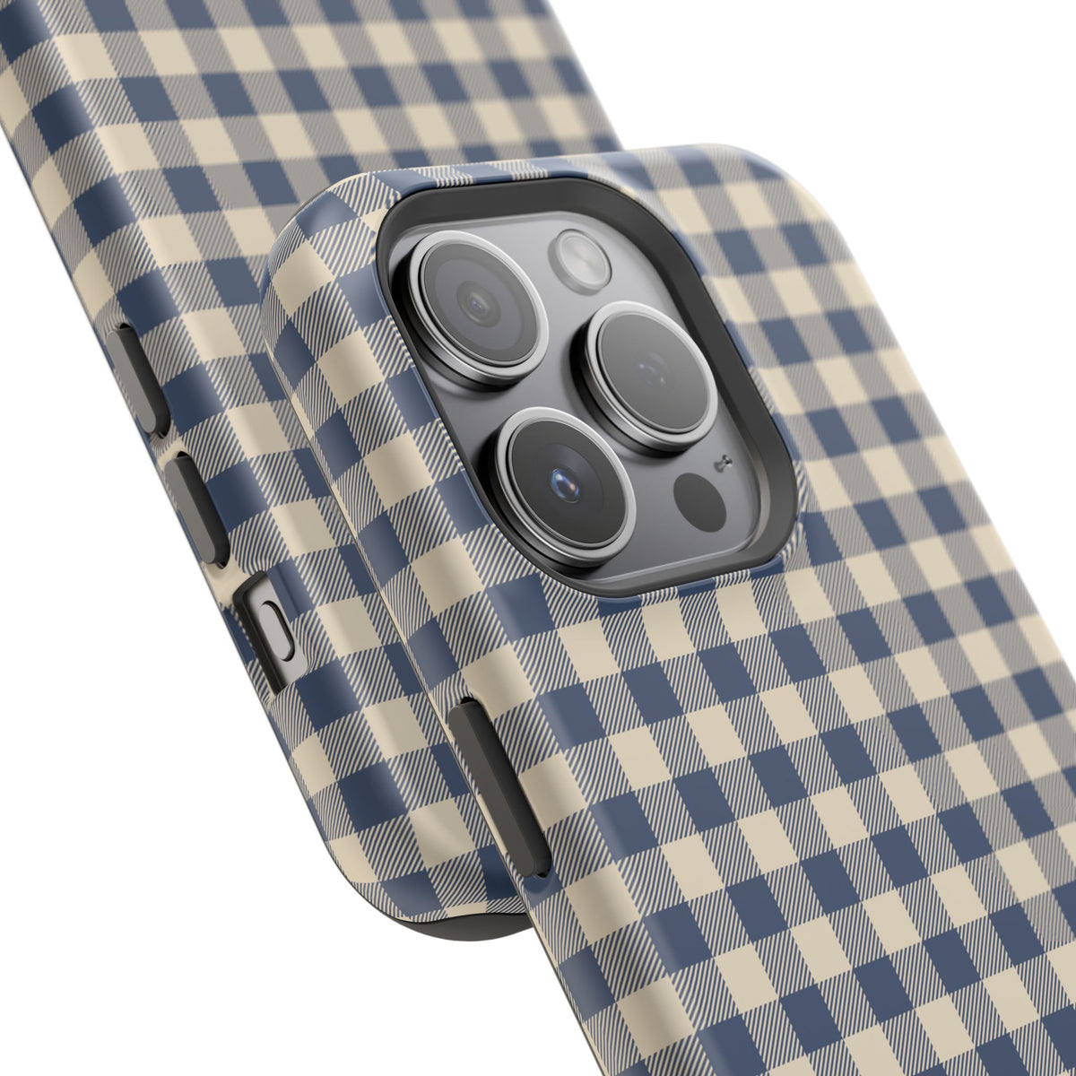 Navy Gingham iPhone Case - Magnetic Tough Case