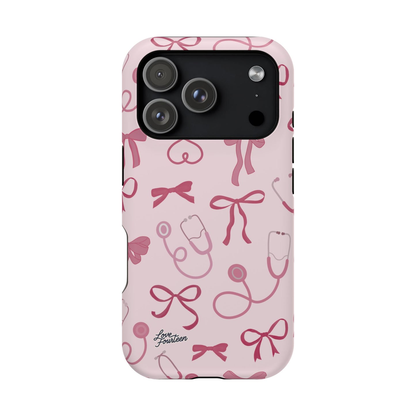 Pink Bow & Stethoscope iPhone Case - Magnetic Tough Case (Free U.S. Shipping)