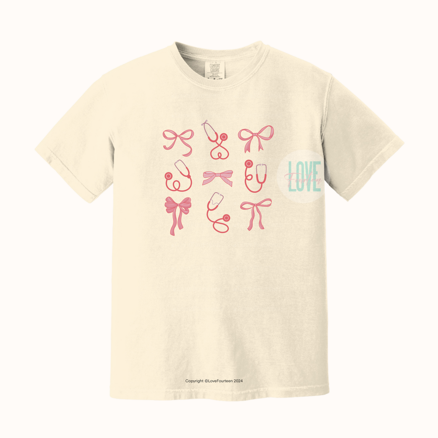 Pink Bow & Stethoscope Tee