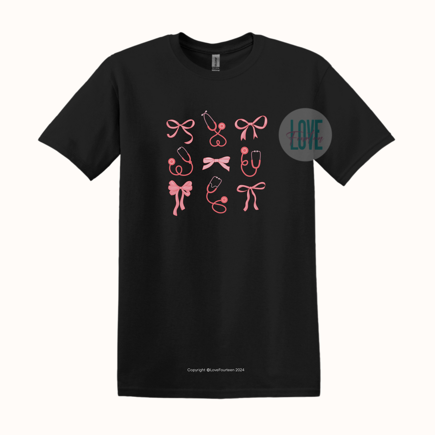 Pink Bow & Stethoscope Tee