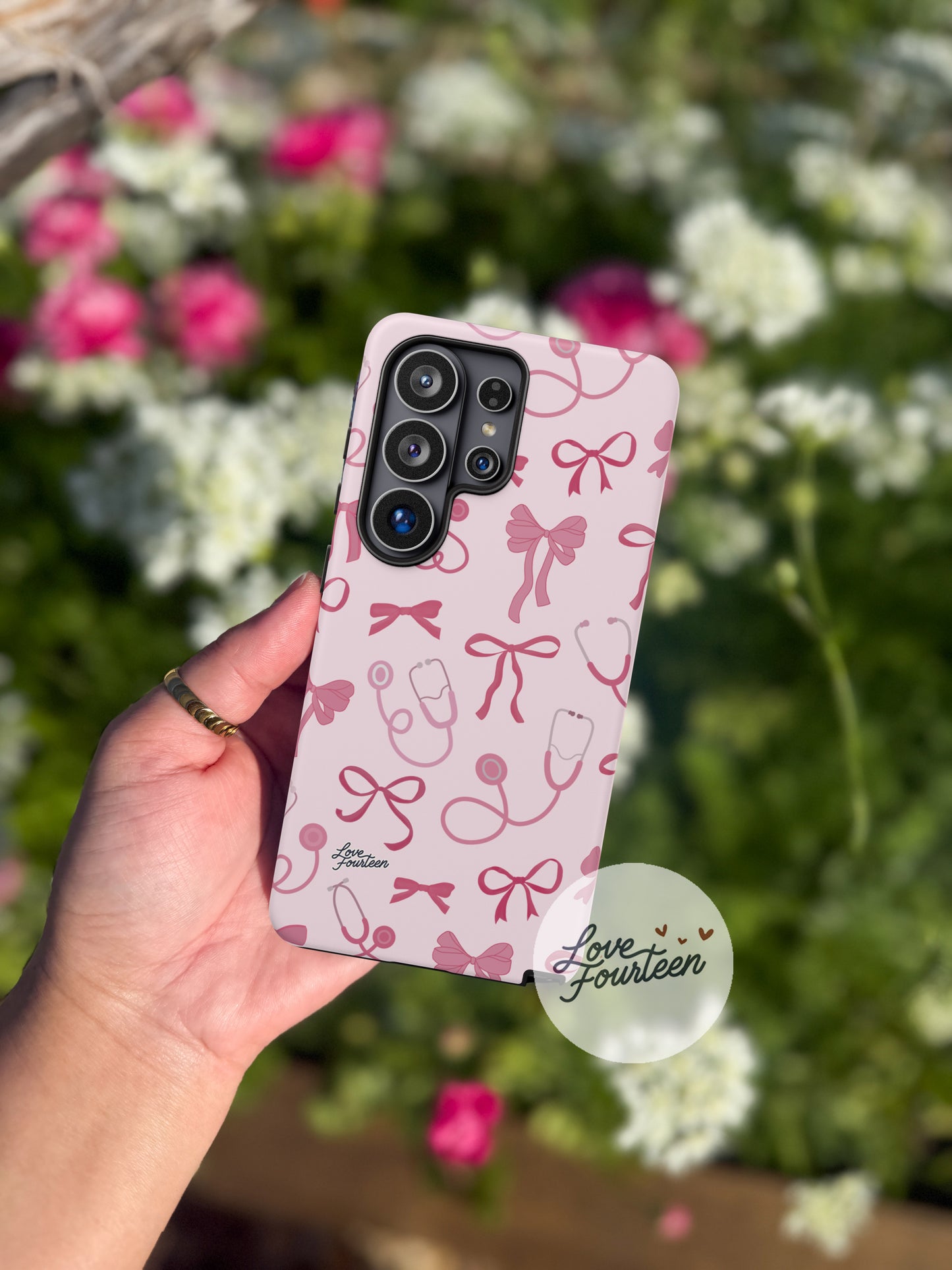 Pink Bow & Stethoscope Samsung Galaxy Phone Case - (Free U.S. Shipping)
