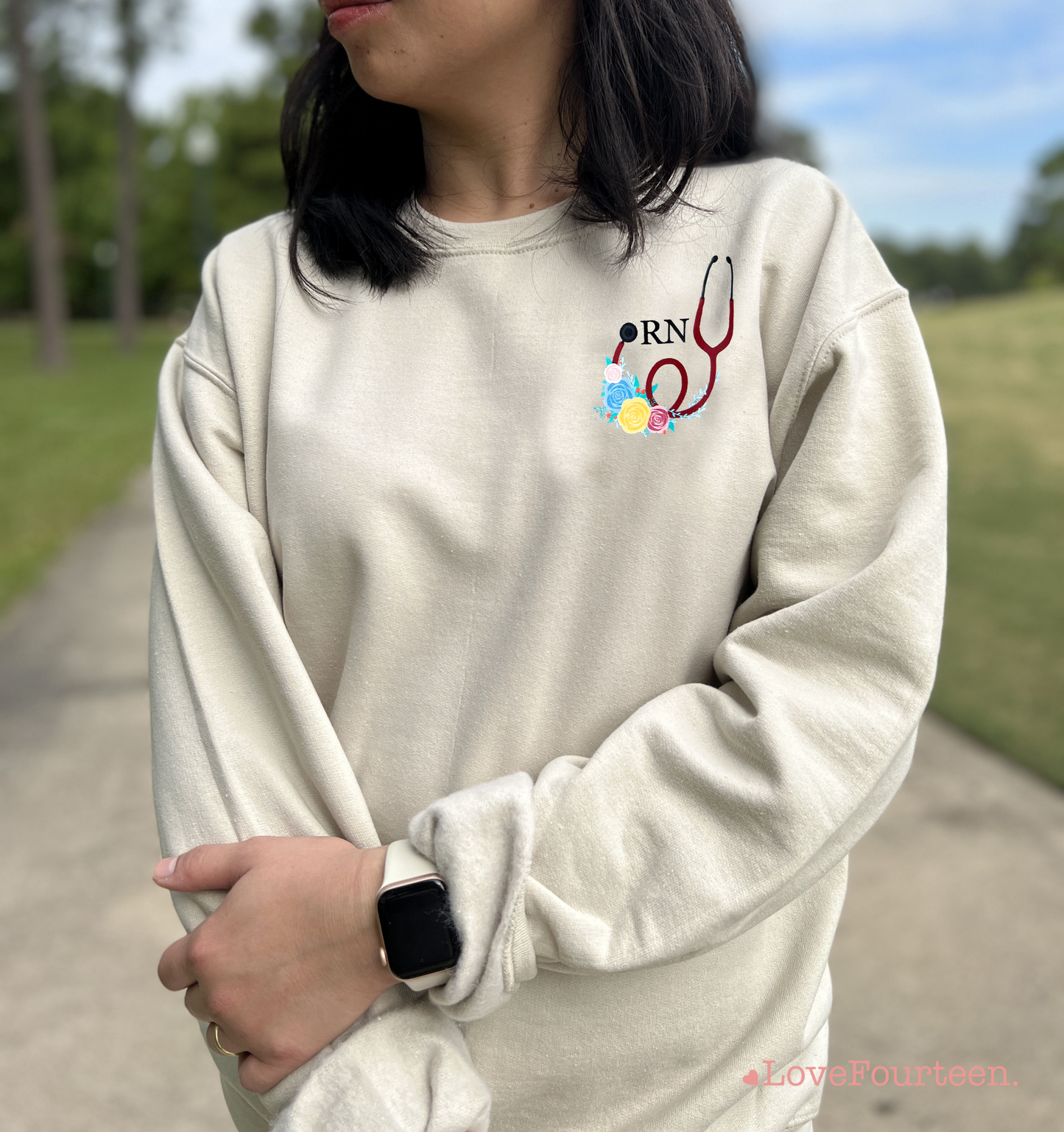 Floral Stethoscope Crewneck