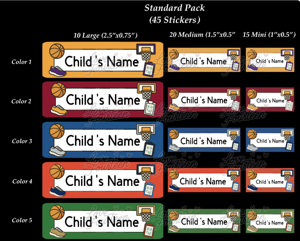 Basketball Name Labels