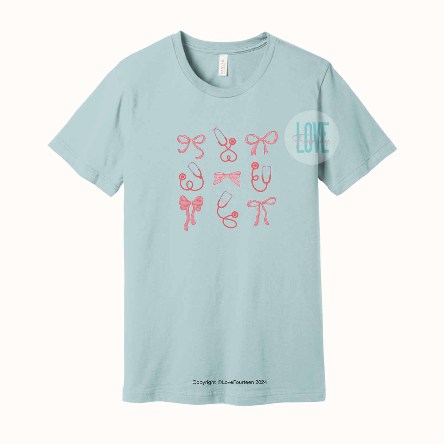 Pink Bow & Stethoscope Tee