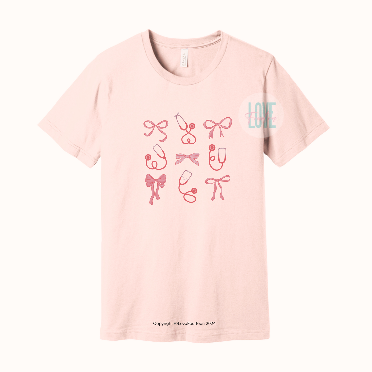 Pink Bow & Stethoscope Tee