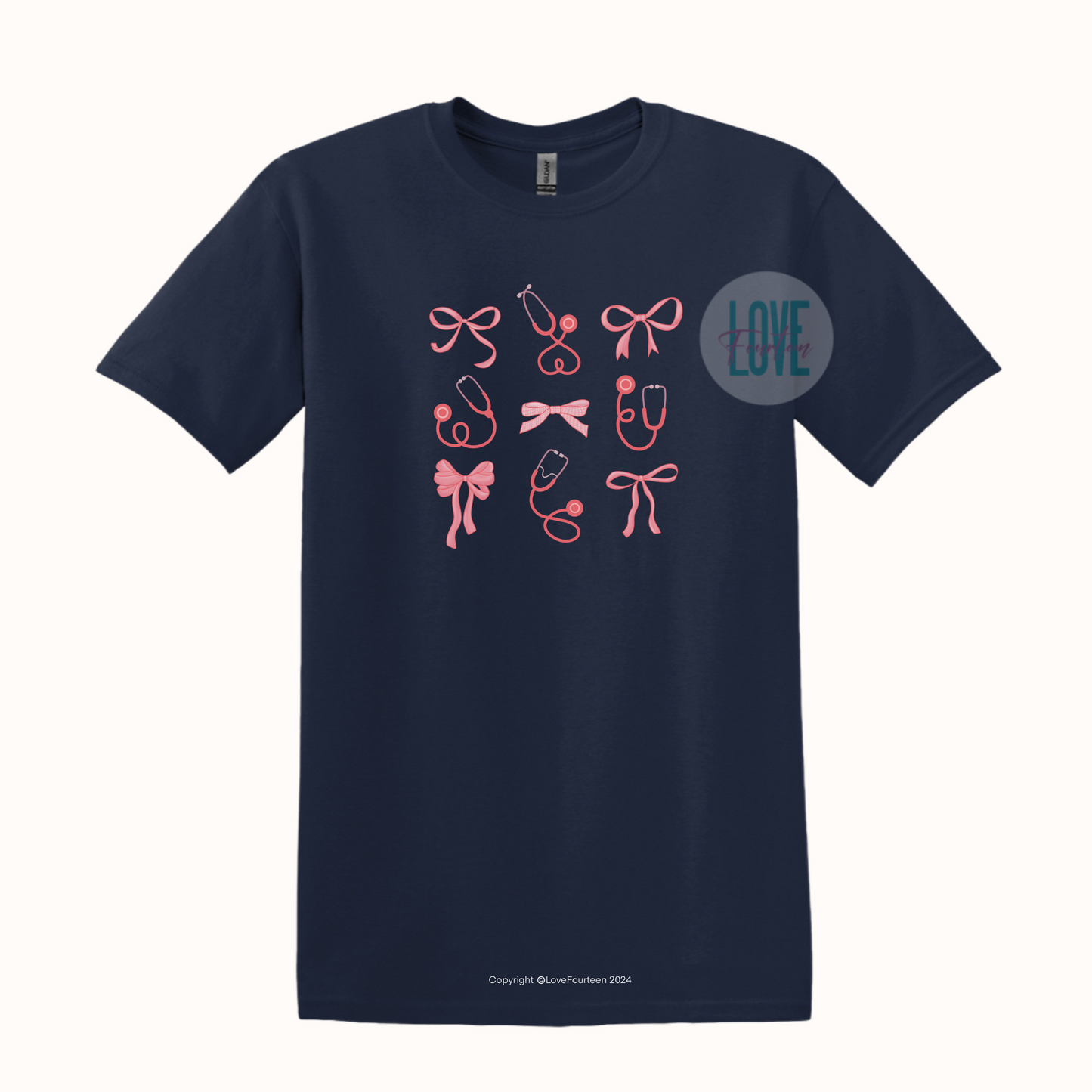 Pink Bow & Stethoscope Tee