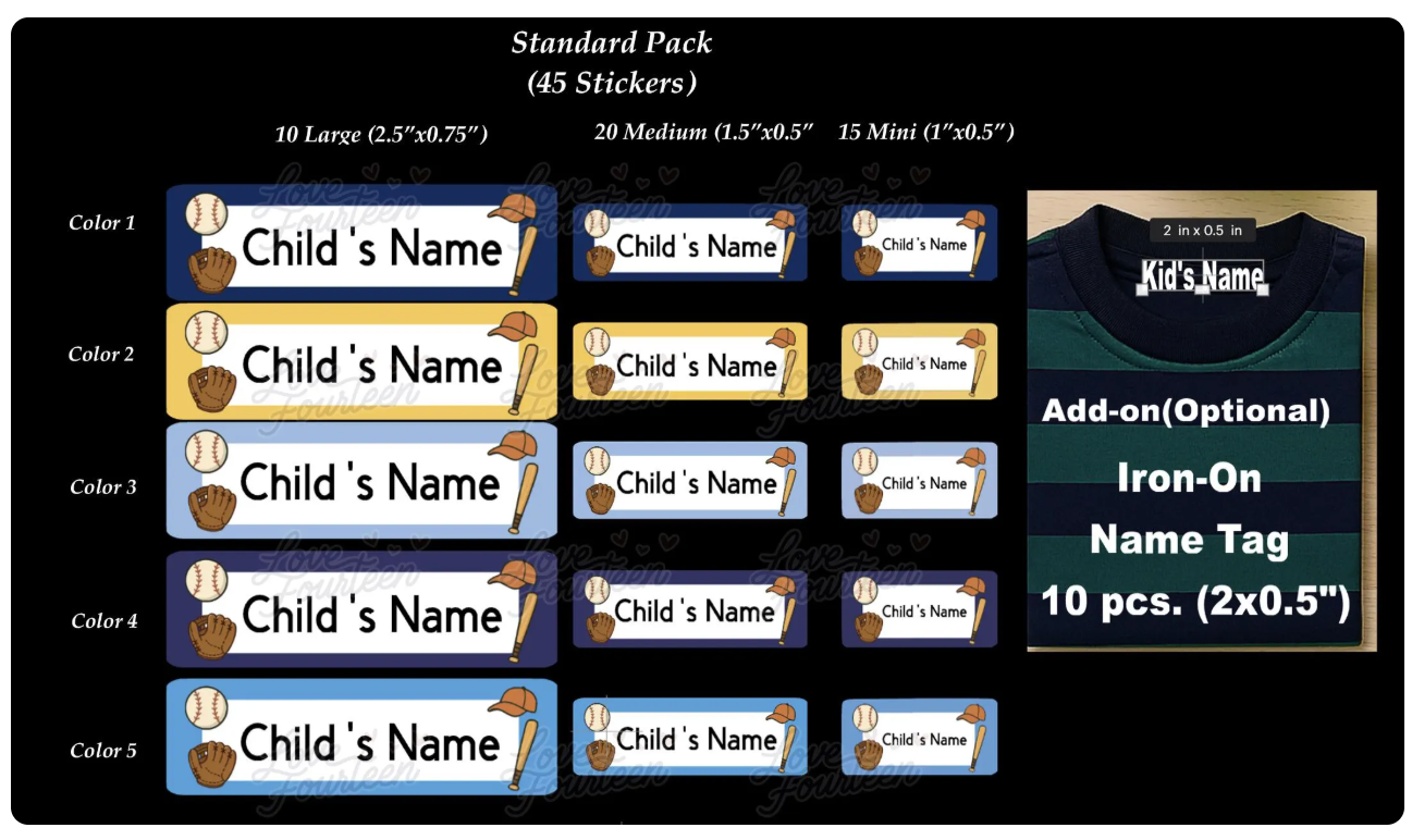 Baseball Name Labels