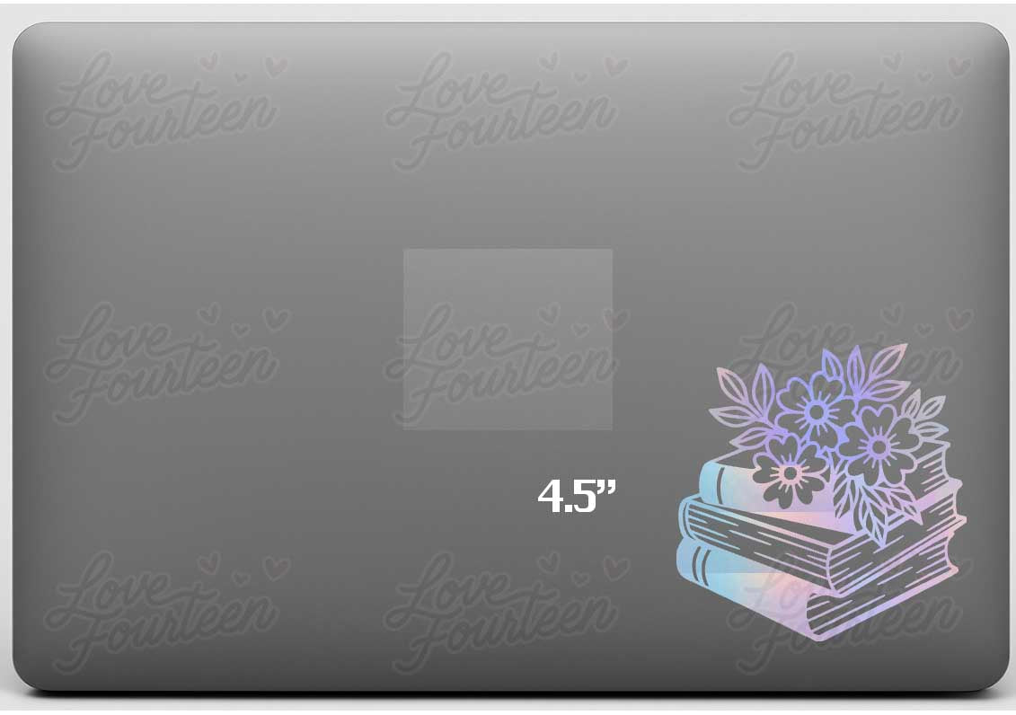 Floral Book Stack Vinyl Decal