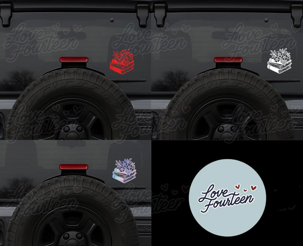 Floral Book Stack Vinyl Decal