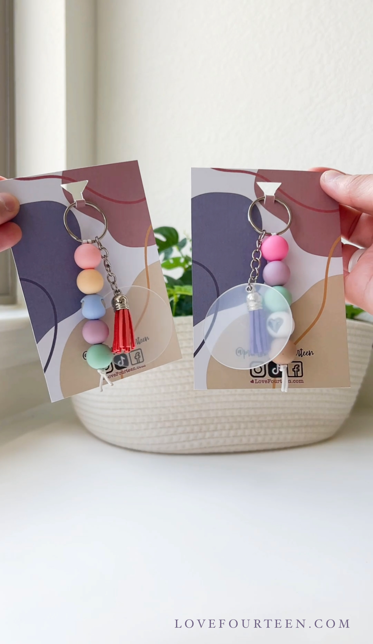 Pastel Silicone Beads and Tassel - Personalized Acrylic Keychain