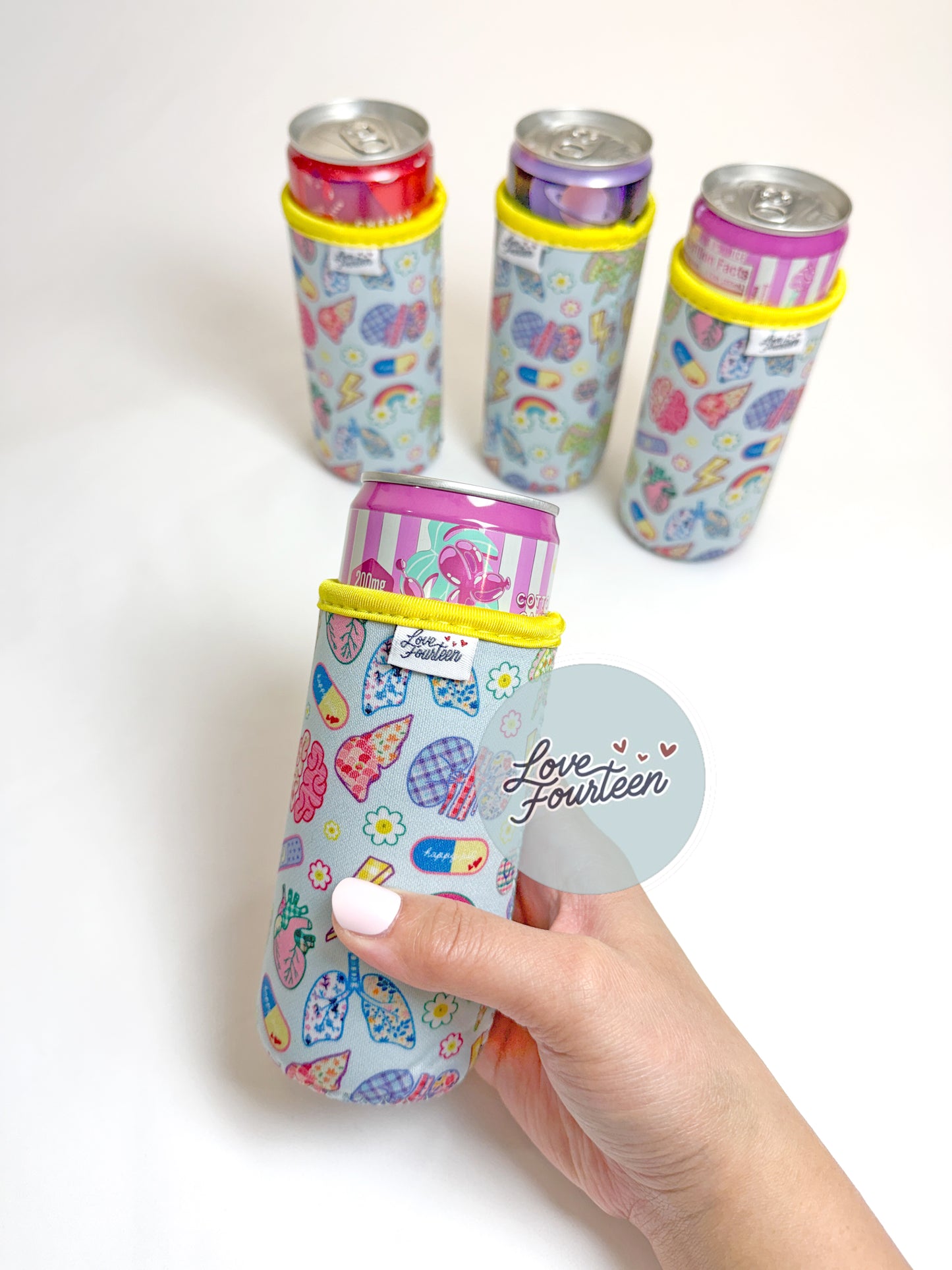 Patchwork Anatomy Slim Can / Bottle Drink Sleeve