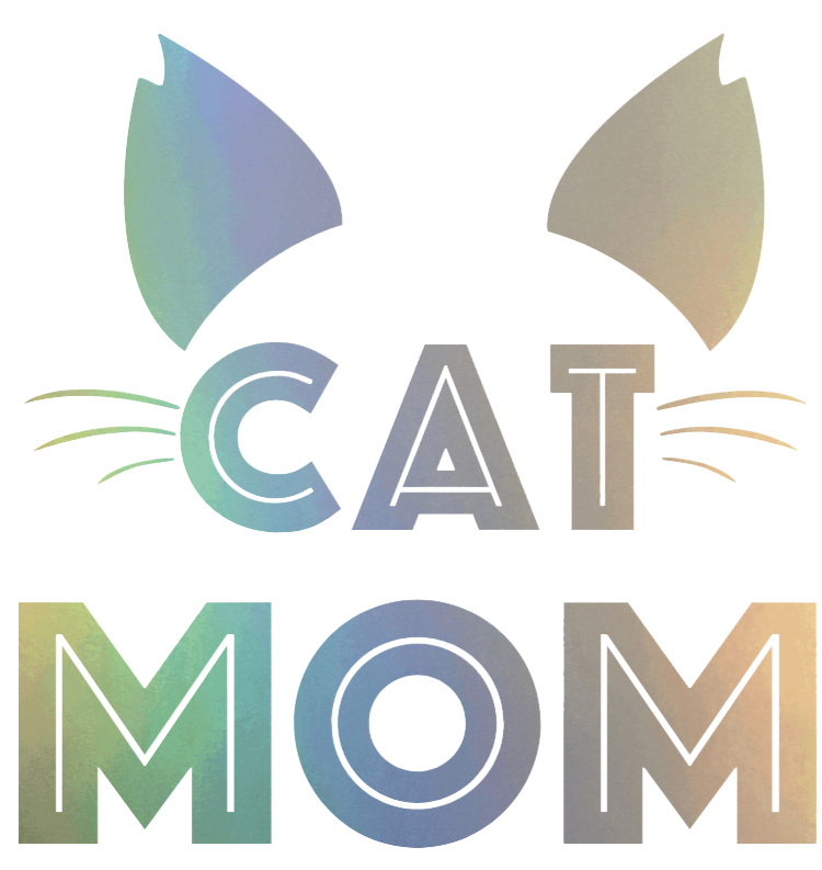 Sample of the holographic cat mom vinyl sticker