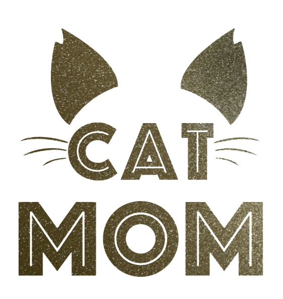 Sample of the Glitter Gold cat mom vinyl sticker