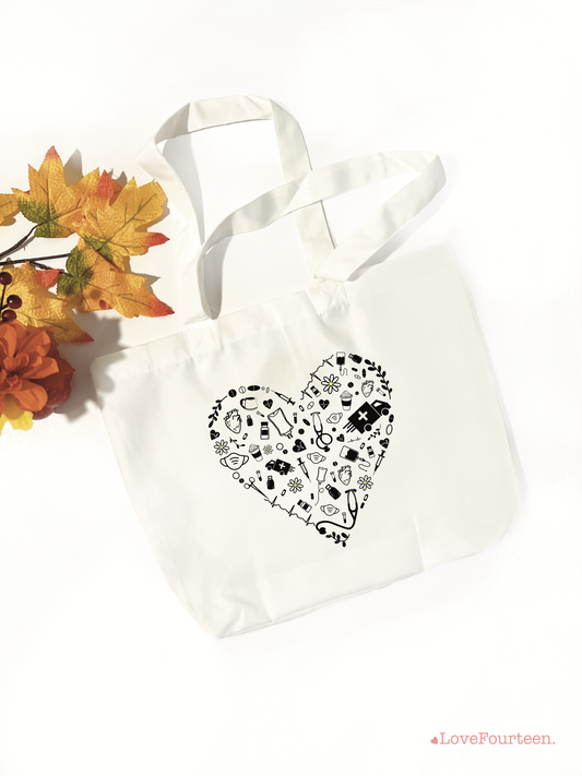 Heart Doodle Tote Bag for Healthcare Professionals
