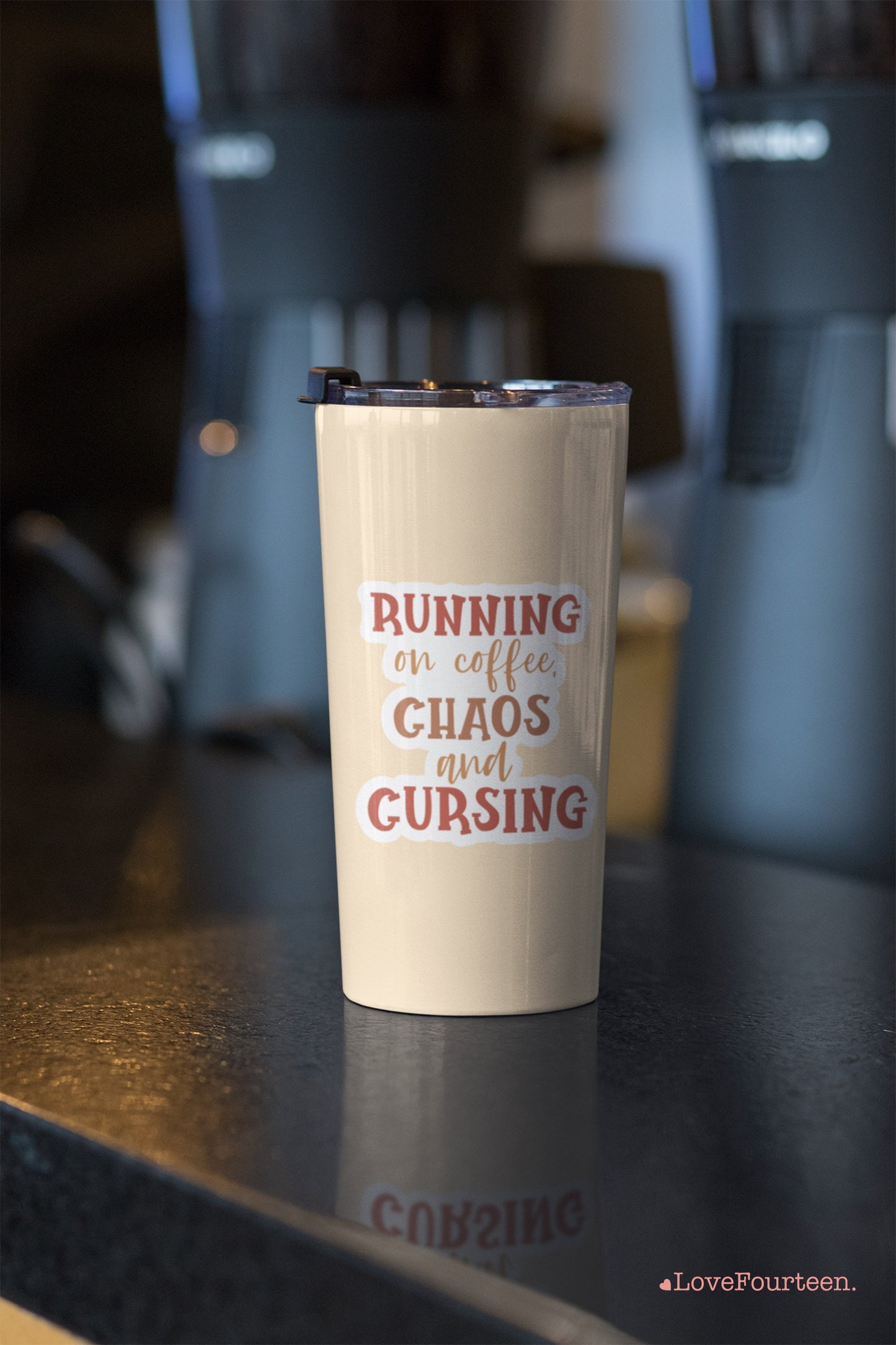 Running on coffee, chaos and cursing - Waterproof Die Cut Sticker